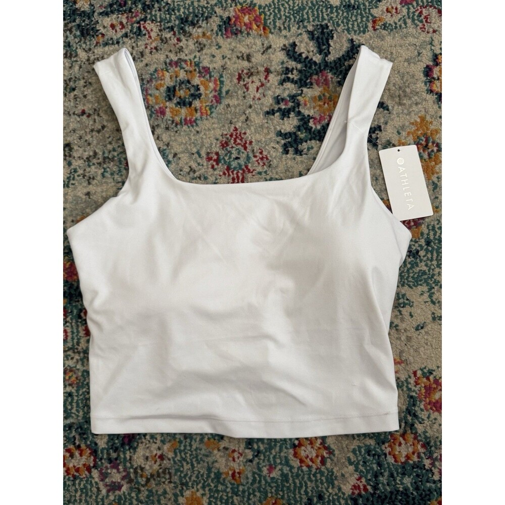 NEW Athleta Transcend Square Neck Crop Bra in White Size XL